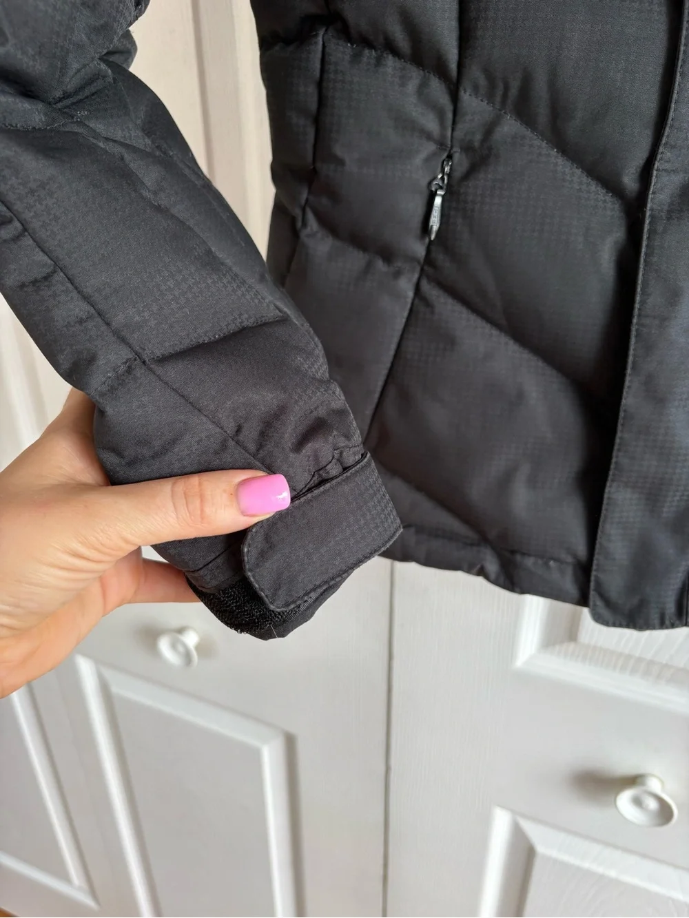 The North Face Logo Quilted Goose Down Full Zip Jacket Warm Womens‎ S Black 550